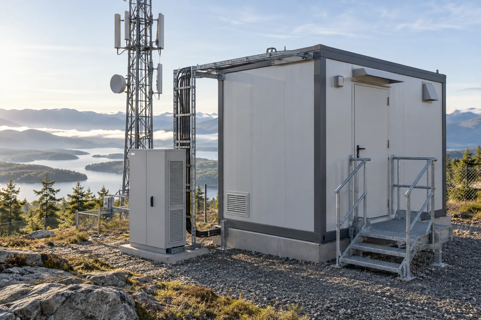 Protected field communications shelter with fiber and site equipment