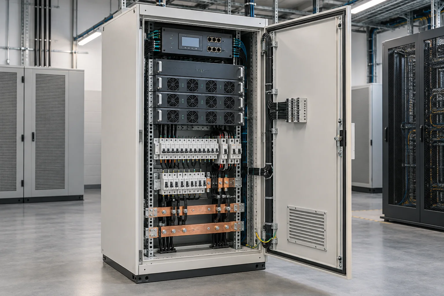 Open telecom DC power and distribution cabinet